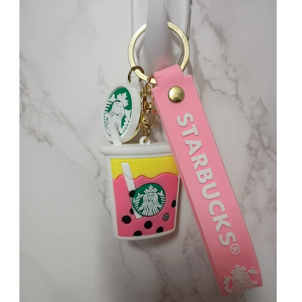 STARBUCKS 3D Pink Silicone Boba Drink Keychain/Bag Charm